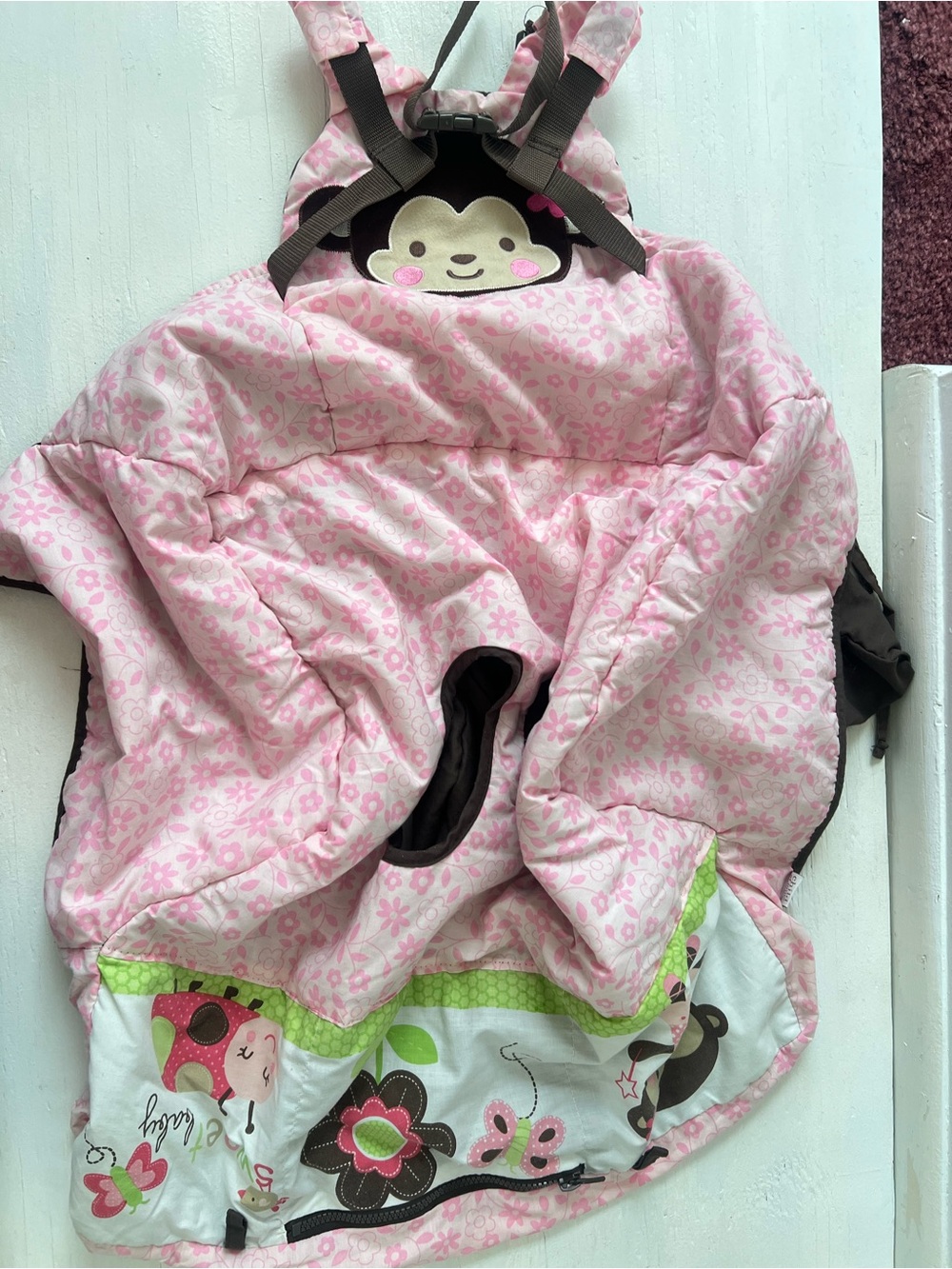 Carter’s Baby Pink Monkey Shopping Cart Cover